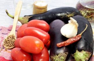 Aubergine avec tomates et ail pour l'hiver