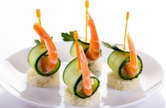 Canapés de camarones