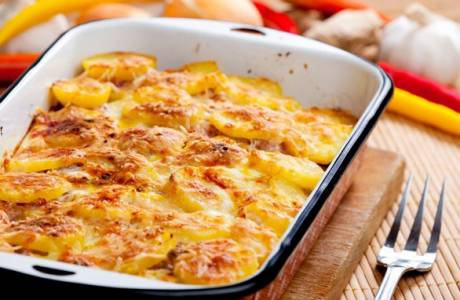 Batata com cogumelos no forno