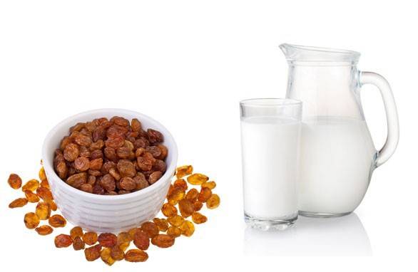 Lait avec raisins secs pour la puissance