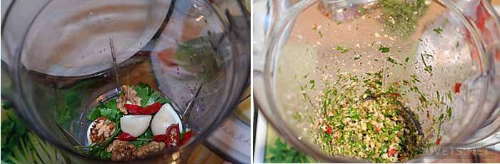 Tăiați nuci într-un blender