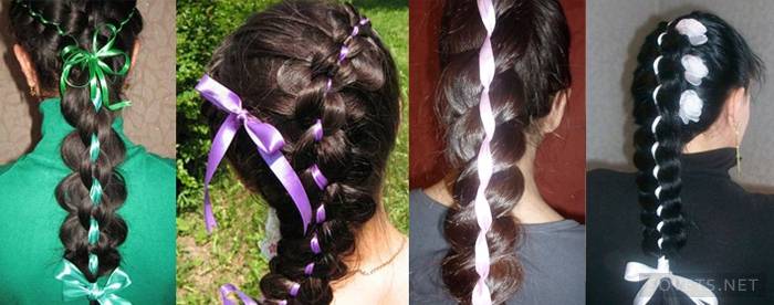 Tresses françaises avec ruban