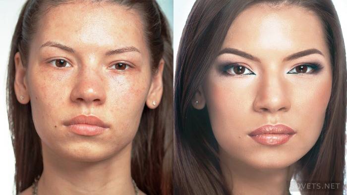 Make-up für die bevorstehenden Augenlider