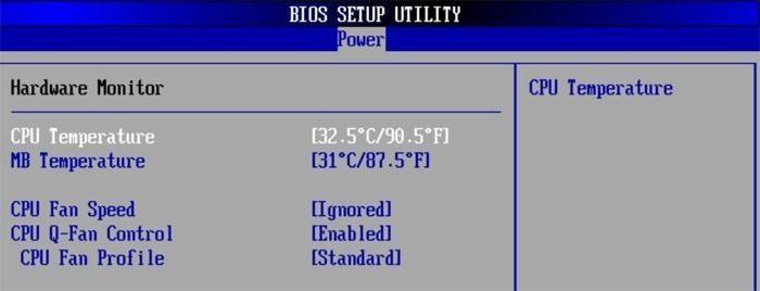 Comprovació de la temperatura a la BIOS