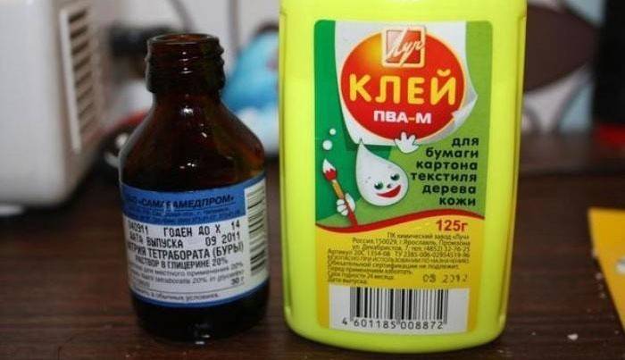 Klijai PVA ir boraksas žaislams