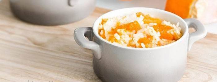 Kürbisbrei mit Reis und Milch