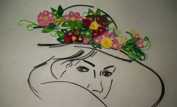 Quilling blomster på en hat