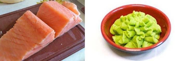  Filete de pescado rojo y wasabi