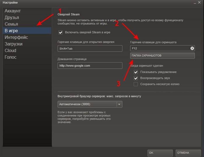 Steam-asetukset
