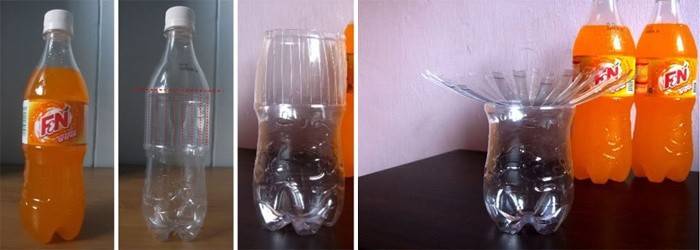 Vāzes veidošanas process no plastmasas pudeles