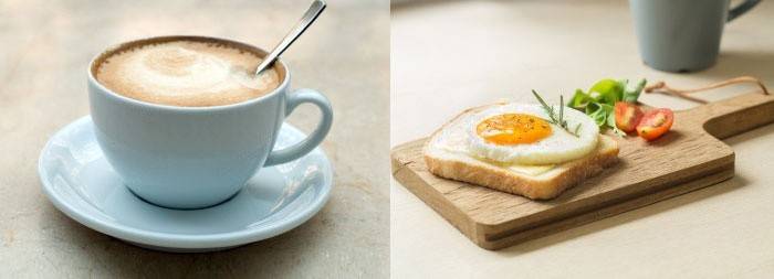 Sandwich de café y desayuno