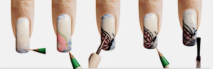 Dessin pas à pas d'un papillon sur des ongles