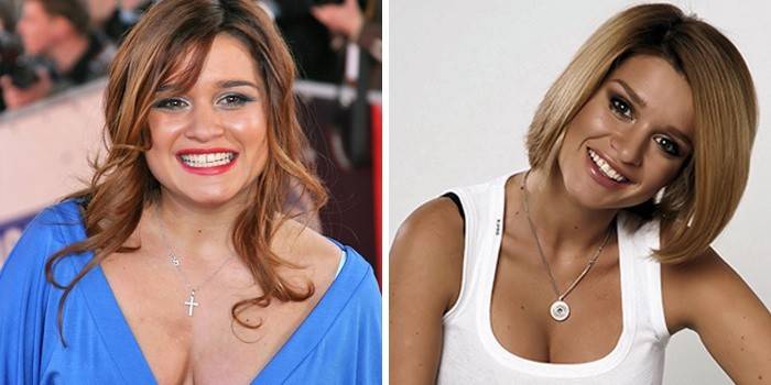 Ksenia Borodina before and after losing weight on a diet