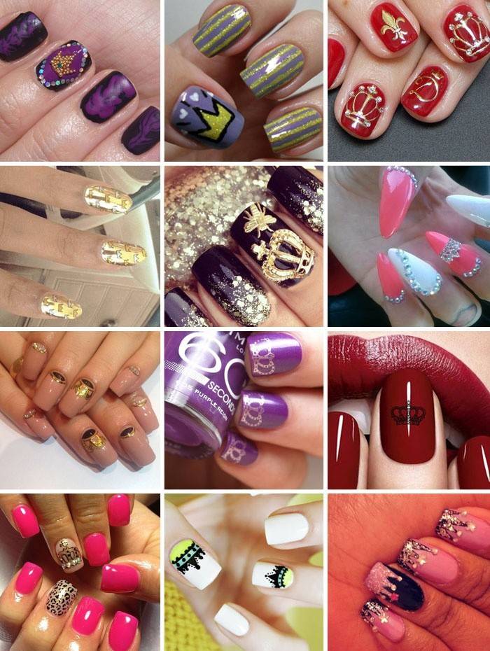 Opzioni per nail art alla moda con una corona