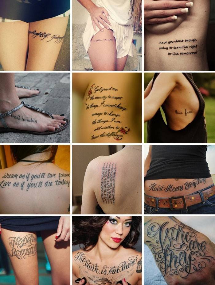 Tetoválások népszerű feliratokkal