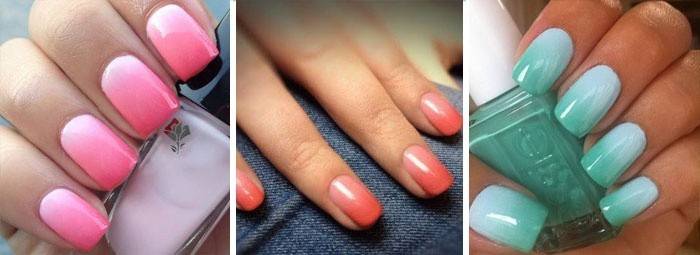Ombre manicure in una tavolozza
