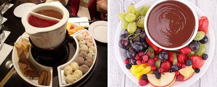 Šokolado fondue su vaisiais