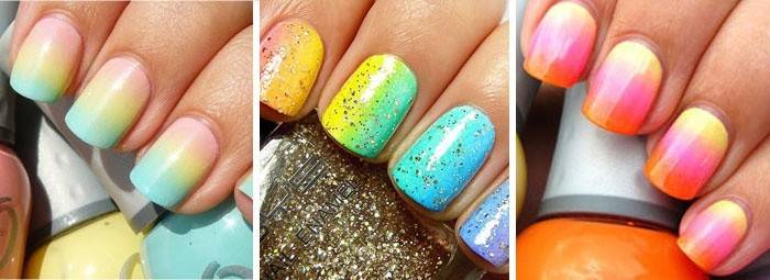 Ombre arcobaleno sulle unghie
