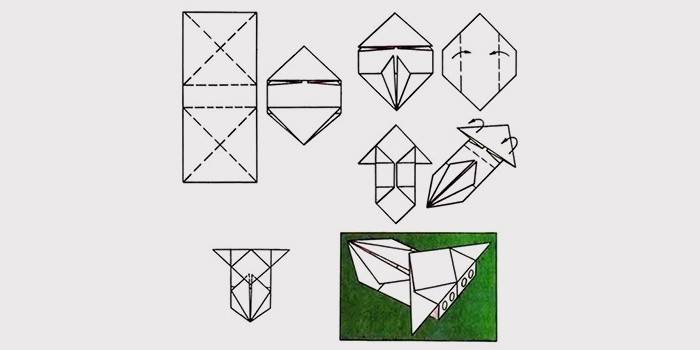 Automašīnas izveidošanas shēma origami tehnikā