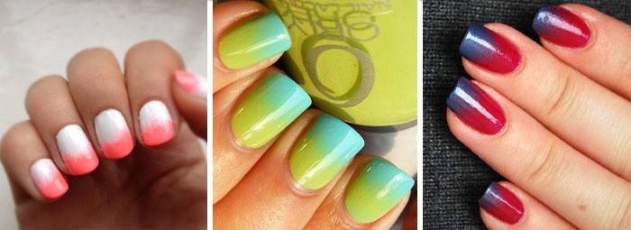 Colori a contrasto nella manicure ombre