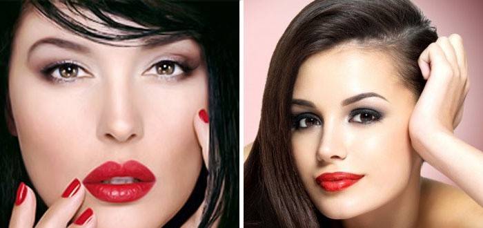 Ombres combinées avec du rouge à lèvres