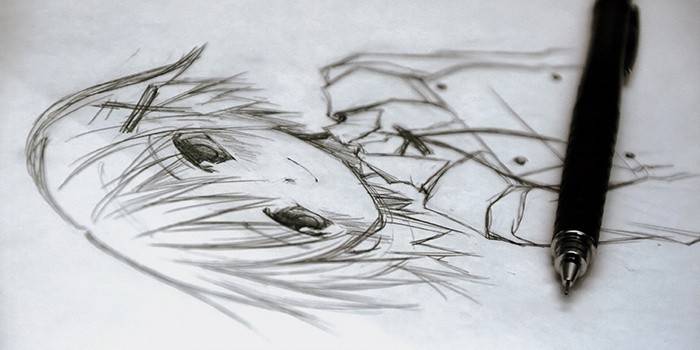 Dessin au crayon de style anime