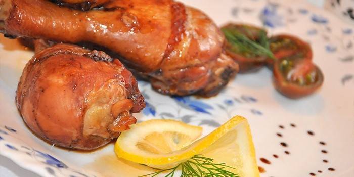 Frango no mel e marinada de soja