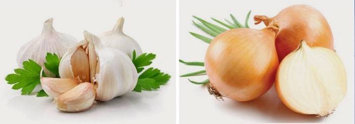 La cebolla y el ajo son buenos alimentos para el dolor.