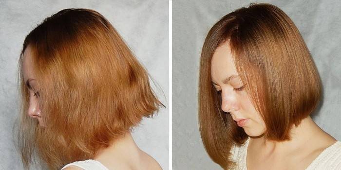 Capelli prima e dopo la laminazione della gelatina