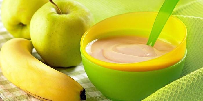 Obuolių ir bananų tyrės - dietos meniu lentelės numeris 1