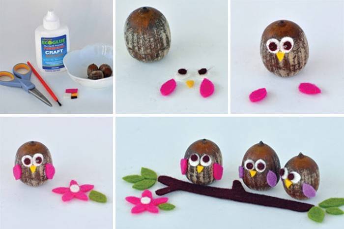 Kids Acorn Crafts - Pöllöt