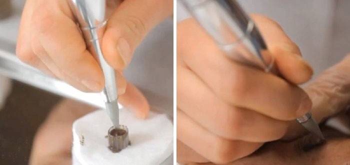 Bir iğne ile pigment yazarak