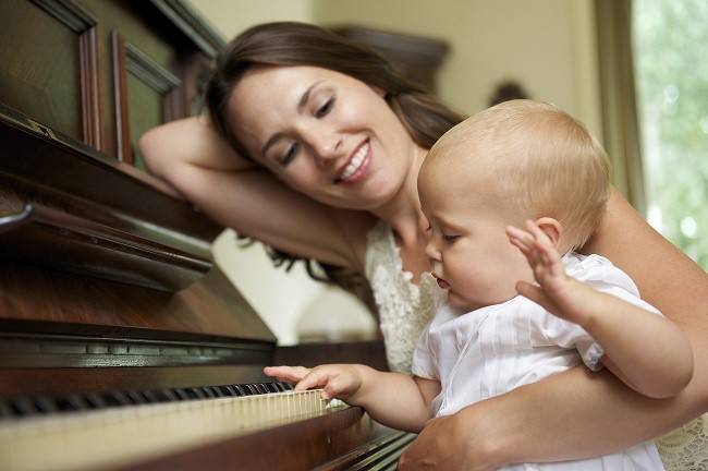 Mamma e bambino al pianoforte