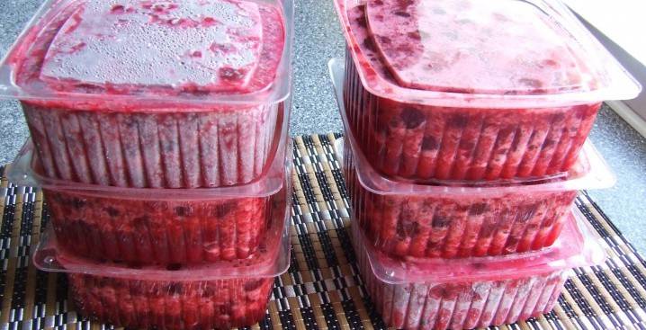 Fruta deshuesada en bandejas