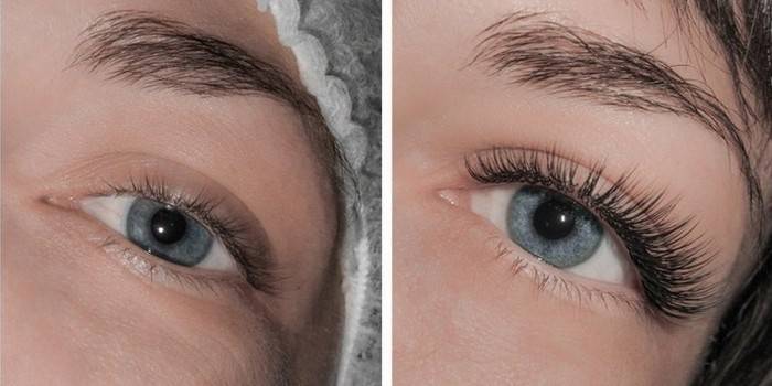Effet avant et après les extensions de cils