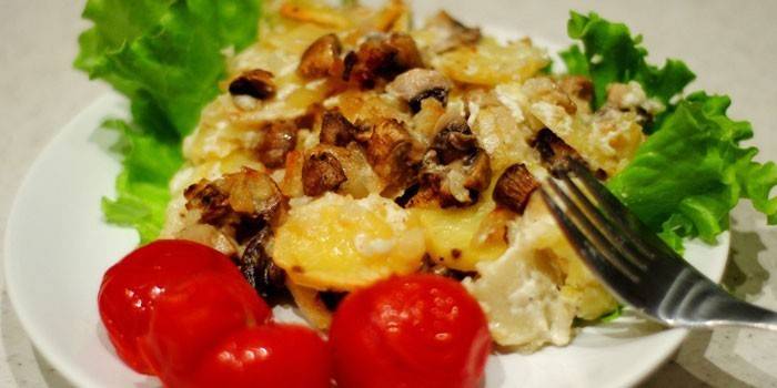 Batatas com cogumelos