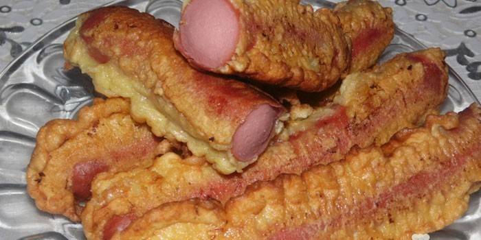 Salsichas fritas