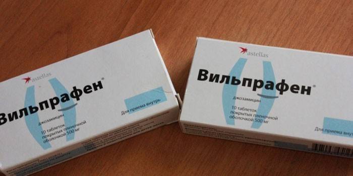 Vilprafen tabletes iepakojumā