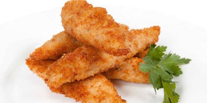 Gebratene Hähnchenbrustnuggets