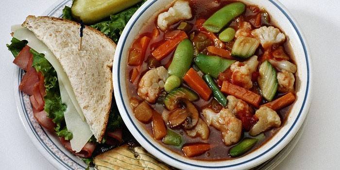 Prato, com, vegetal, stew