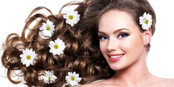 Fille avec des marguerites dans ses cheveux