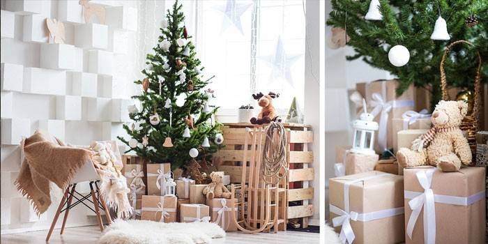 Arbre de Noël dans un style campagnard