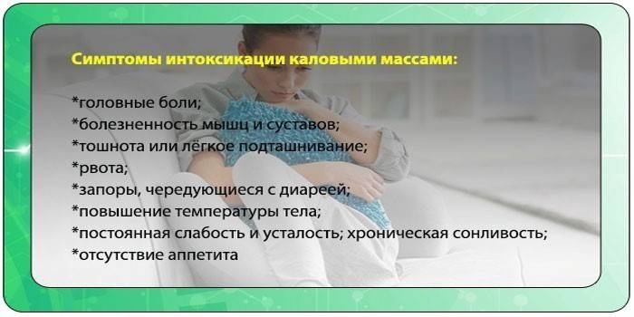 Izkārnījumu intoksikācijas izpausmes