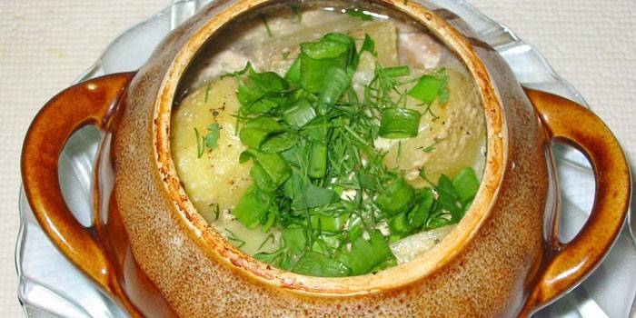 Лонац печени са гљивама