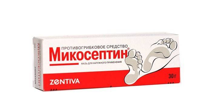Mykoosptin voide pakkauksessa