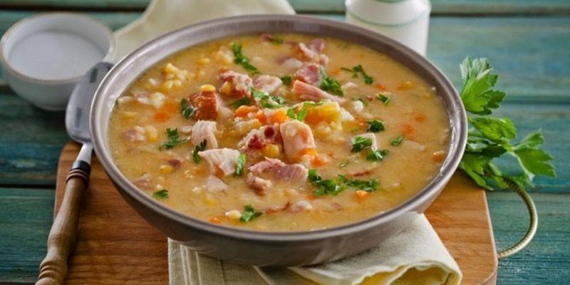 Sopa de blat de moro i fumat