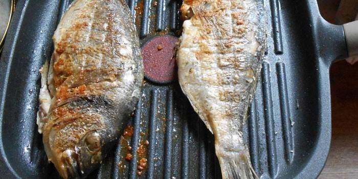Grillet fisk i en panne
