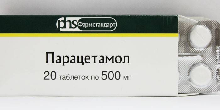 Paracetamolio tabletės pakuotėje