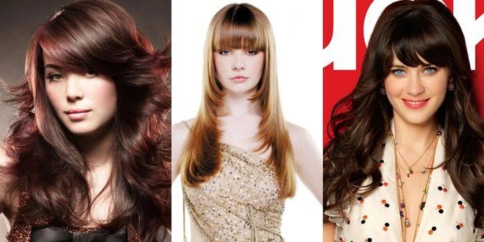 Cascade de filles aux cheveux longs