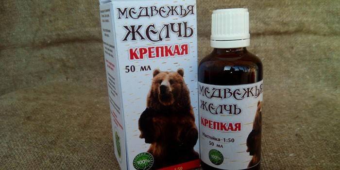 Tintura de bilis de oso en una botella